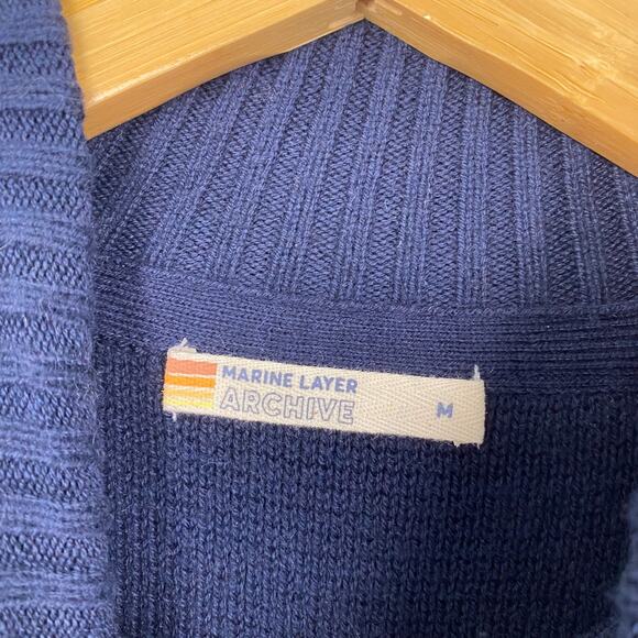 Marine Layer Men's Archive Armas Standard Fit Quarter Zip Mock Neck Sweater M - Picture 4 of 7